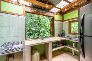 托尔图格罗casa chilamates的一个带水槽和大窗户的厨房
