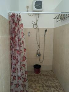 克里穆图ANDY'S LODGE KELIMUTU的带淋浴和浴帘的浴室