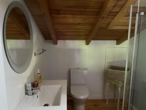 FreixoO Celeiros的浴室设有白色的卫生间和镜子