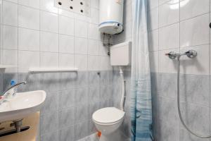 弗班吉Apartments by the sea Basina, Hvar - 11817的浴室配有卫生间、盥洗盆和淋浴。
