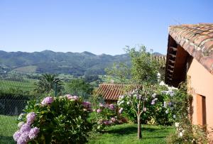 特里斯格兰达斯瓦莱斯卡鲁乡村酒店的享有鲜花花园和房子的景色