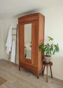 乌瑞基尼Maison Caiada的木柜,带镜子和盆栽