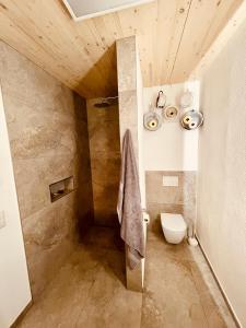 WildpoldsriedBeim Baltas的带淋浴和卫生间的浴室。
