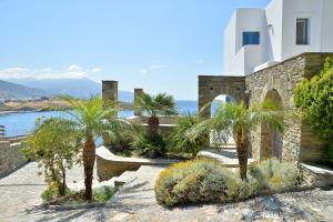 加夫里翁Andros Homes Sea Side Apartment & Studio的棕榈树和建筑度假村