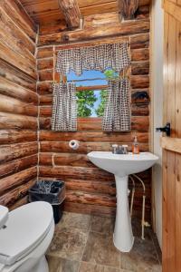 Hill CityBlue Moon Resort & Motel的小木屋内的浴室设有卫生间和水槽。