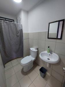 吉隆坡BOHEMIAN HOME 3 bedroom -10 mins to Mid Valley的一间带卫生间和水槽的浴室