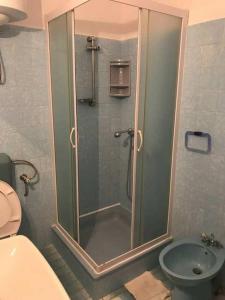 拉茨斯切Apartments by the sea Racisce, Korcula - 151的浴室里设有玻璃门淋浴