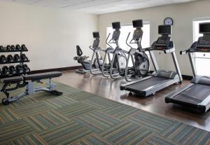 埃尔帕索Holiday Inn Express & Suites - El Paso North, an IHG Hotel的健身房设有数辆健身自行车和跑步机