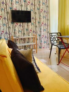 圣多明各Espectacular y Acogedor的带沙发和电视的客厅