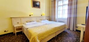 布拉格迈特默非斯酒店的酒店客房设有床和窗户。