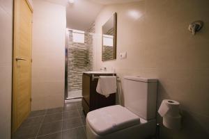 圣地亚哥－德孔波斯特拉豪斯佩德里亚特莱雅旅馆的一间带卫生间和水槽的浴室