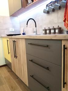 下米拉诺瓦茨NIKAS Apartman的厨房配有水槽和台面