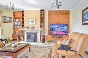 姆巴巴内Mountain Beauty的客厅设有壁炉和电视。