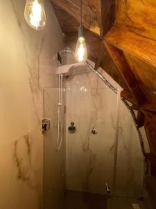 加拉尼温斯Domo do Matto的带淋浴的浴室和玻璃门