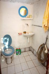 马拉诺维奇Apartments by the sea Prozurska Luka, Mljet - 617的浴室设有蓝色的卫生间和水槽。