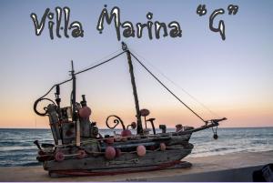 阿凯松Villa marina " G "的船上的海滩上,有野生动物码头