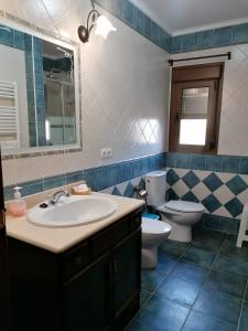 卡塞雷斯Casa rural Suerte de los Mozos的一间带水槽和卫生间的浴室