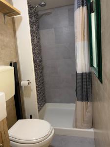 维亚雷焦Mobile home Comfort Viareggio - Camping Paradiso- R028的一间带卫生间和淋浴的浴室