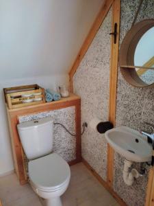 特伦钦Nature Homestay的一间带卫生间和水槽的浴室