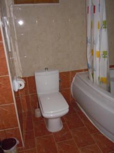 比尔古D-豪斯度假屋的一间带卫生间和淋浴帘的浴室