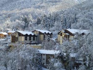 布里德莱班Studio Brides-les-Bains, 1 pièce, 4 personnes - FR-1-512-171的山上雪覆盖的房子
