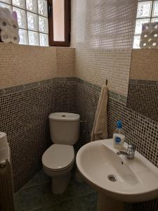 塞塞尼亚Vivienda compartida con ambiente familiar的一间带卫生间和水槽的浴室
