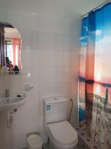 阿克拉Beautiful House Spintex Road Accra的一间带卫生间和水槽的浴室