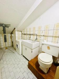 帕皮提J&D Lodge的一间带卫生间和水槽的浴室