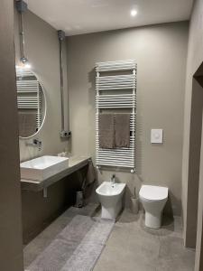 博洛尼亚TRETRE的一间带水槽、卫生间和镜子的浴室