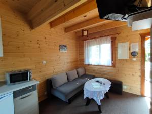 乌斯特卡Domki Letniskowe Promyk的客厅配有沙发和桌子