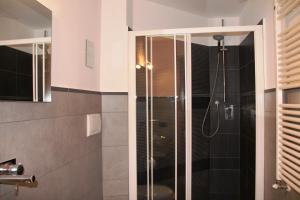佛罗伦萨壮丽梅塞雷住宿加早餐旅馆的带淋浴的浴室和玻璃门