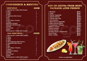 巴特那Hotel Crown Palace的餐厅菜单的一页