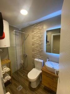 斯特鲁加Apartment N & N的浴室配有卫生间、盥洗盆和淋浴。