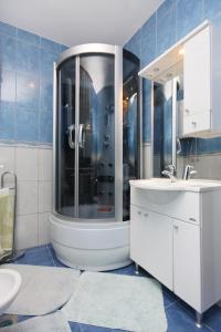 普纳特Apartment Punat 5350b的带淋浴和盥洗盆的浴室