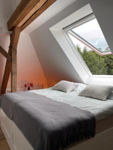 鲁尔河畔米尔海姆DESIGN-Studio CHURCH 46的一间卧室设有一张大床和窗户