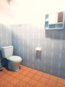 LagudriRaffiel Nias的一间带卫生间和瓷砖墙的浴室