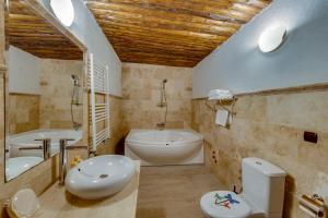 于尔居普埃尔蓬特洞穴酒店的带浴缸、卫生间和盥洗盆的浴室