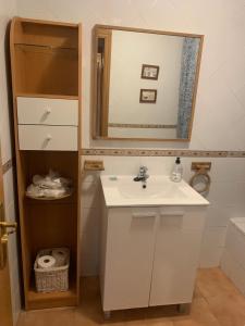 拉·格兰哈·圣·伊尔德Casa del Plantel的一间带水槽和镜子的浴室