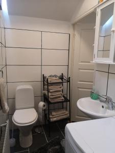 哥德堡Minilägenhet的浴室配有白色卫生间和盥洗盆。