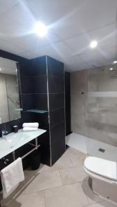 塔拉戈纳Apartamentos Cala Azul La Móra的浴室配有卫生间、盥洗盆和淋浴。