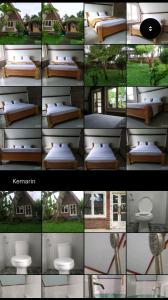 特特巴图绿岛民宿的一张床和房子的照片拼在一起