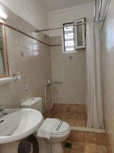 卡梅纳维洛拉Hotel Ritsa的浴室配有卫生间、盥洗盆和淋浴。
