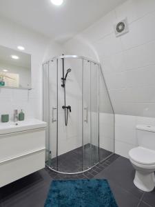 莫雷泰3kampai的带淋浴、卫生间和盥洗盆的浴室
