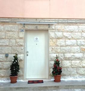 巴列塔Donna Flor casa vacanze的两棵植物的砖房的前门