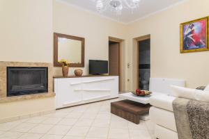 萨摩斯Danae Luxury Apartment的带沙发和电视的客厅
