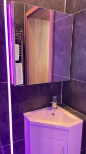 阿斯隆#5 TGHA Luxury One Bedroom Apartment in Athlone的浴室设有白色水槽和镜子