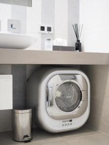 布拉格Apartman Grey的盥洗盆下的浴室内的洗衣机