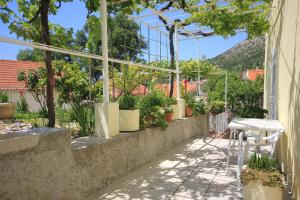 特斯特诺Apartments with WiFi Trsteno, Dubrovnik - 9015的花园内带桌椅的庭院