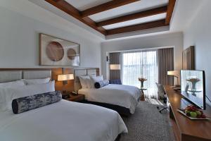 马那瓜马那瓜梅特罗森特洲际酒店的酒店客房设有两张床和电视。