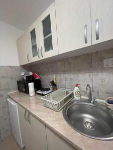 克拉多沃Pro arte的厨房台面设有水槽和水槽